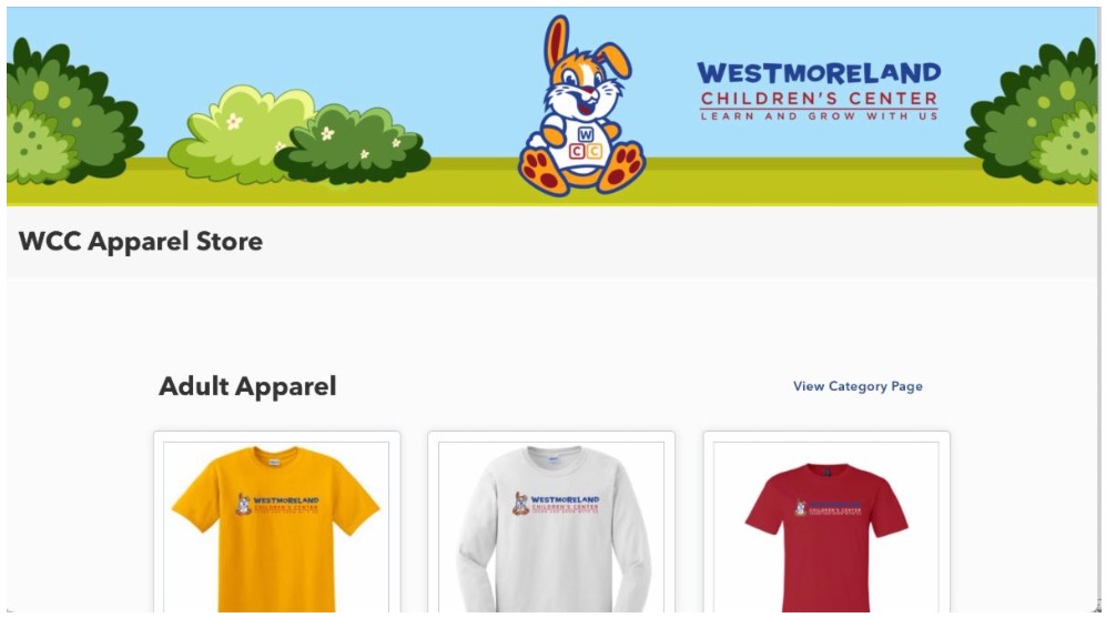 New WCC Online Store screen