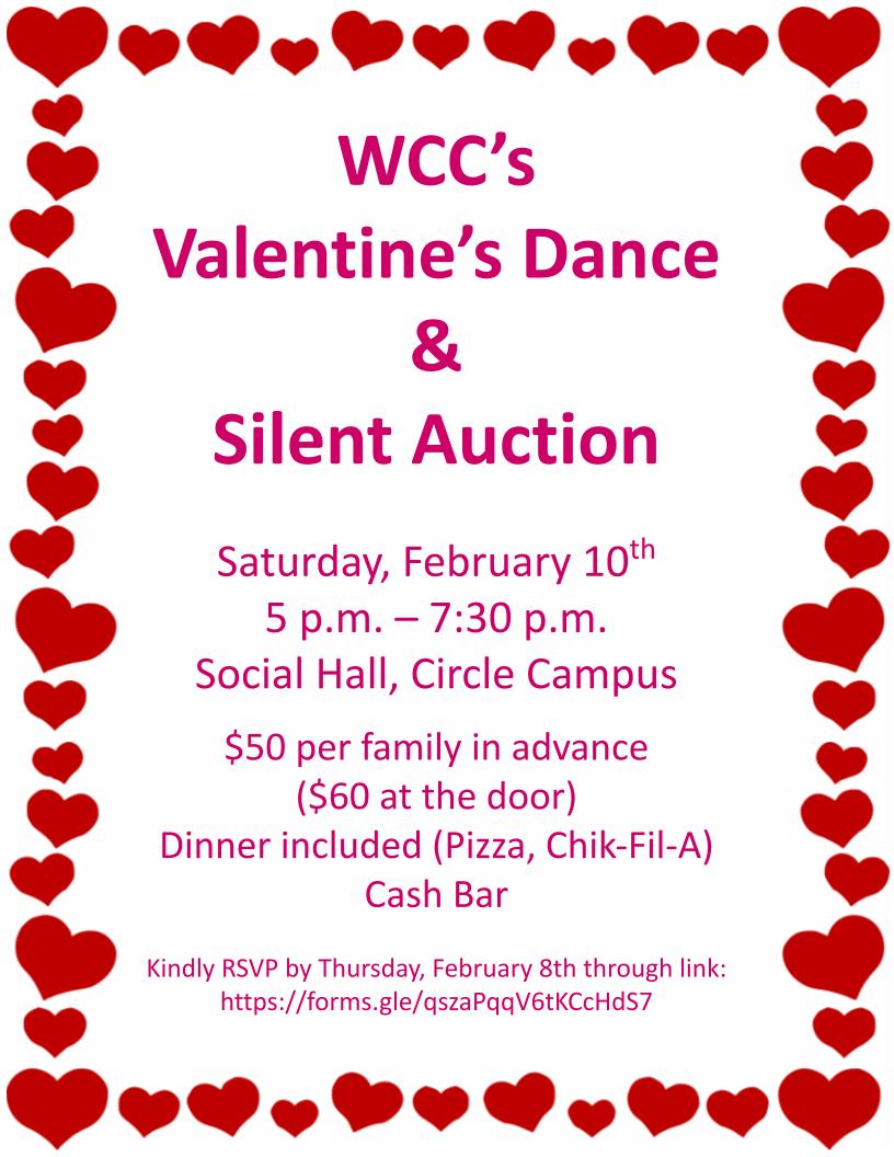 WCC's Valentine's Dance & Silent Auction flyer